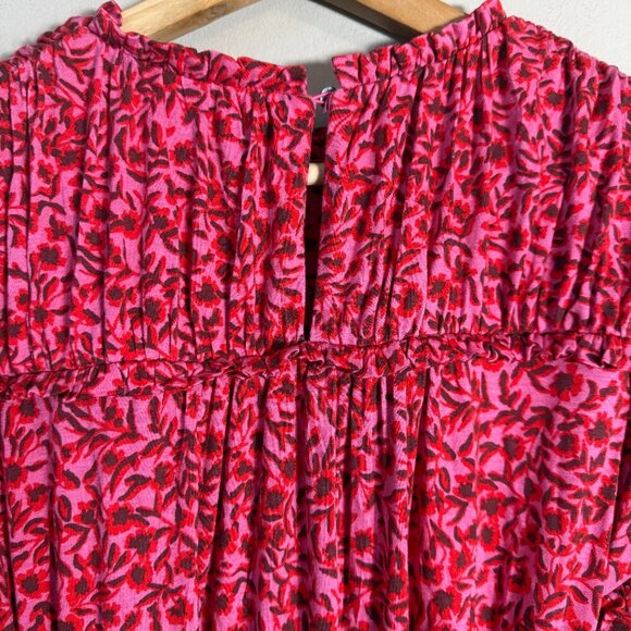 Boden Yoke Detail Floral Jersey Midi Dress Women's 10L Gin Fizz Pink Boho Chic - Picture 15 of 16